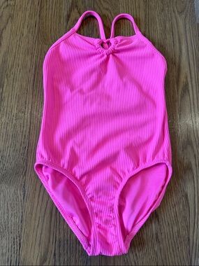GAP Kids Hot Pink Ribbed One-Piece Swimsuit Girls XS 4-5 NWOT